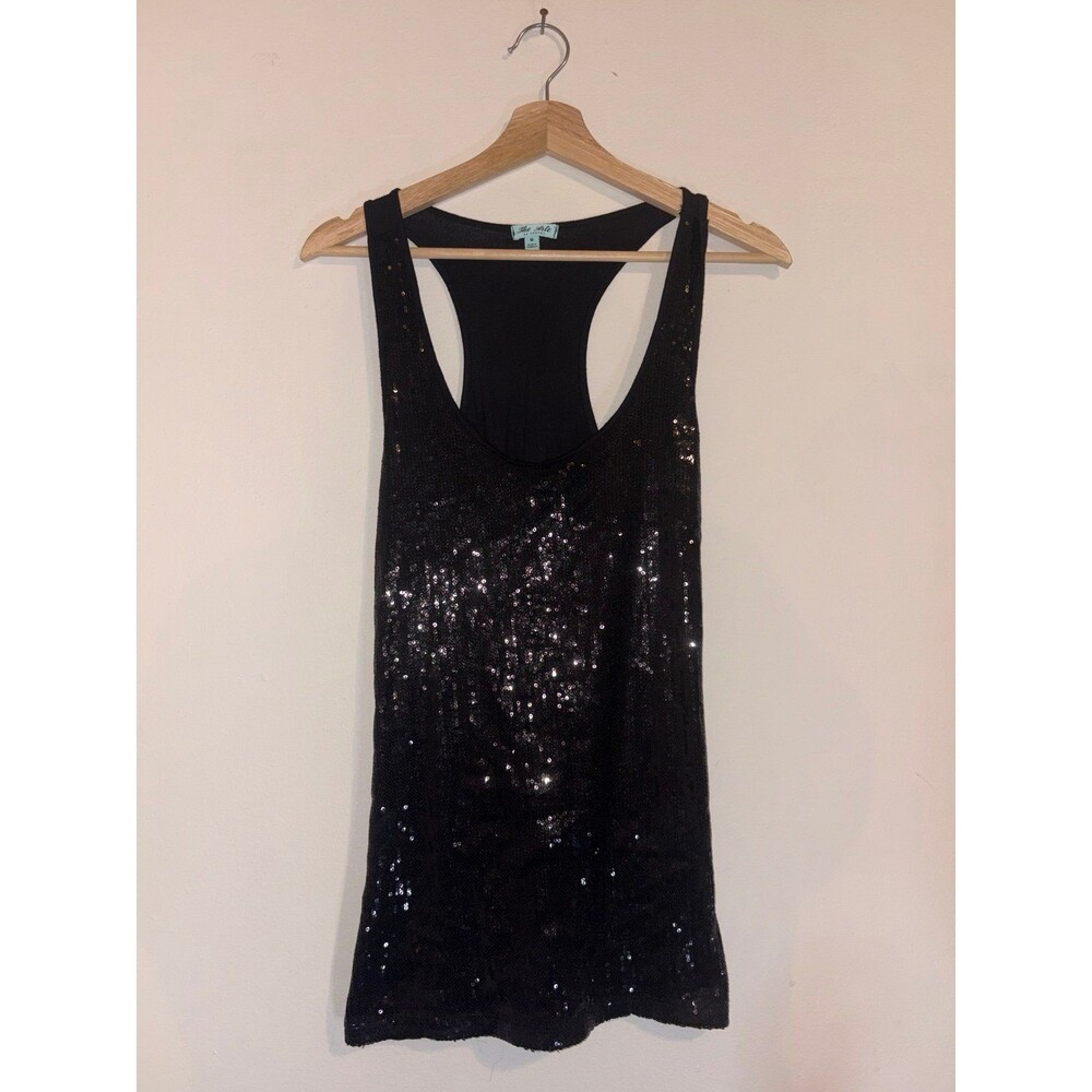 Sparkly Sequin Black Sleeveless Blouse